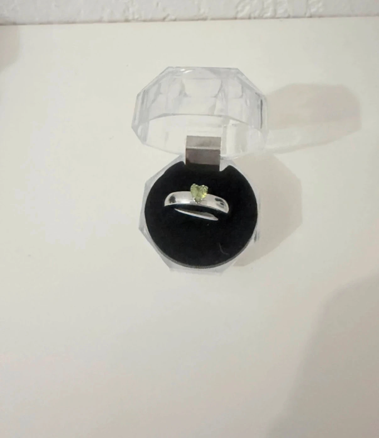 Solitaire Hart Groene Peridoot Ring in Zilveren Roestvrij Staal - Maat 60 (19mm) - Doos Inbegrepen – photo 2